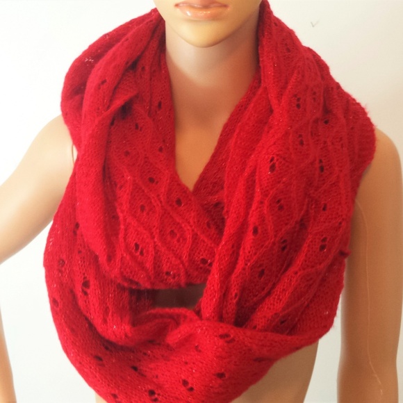 Unbranded Accessories - Red Eyelet Infinity Scarf